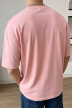 Erkek Somon Basic Düz Baskısız Oversize Salas T-Shirt