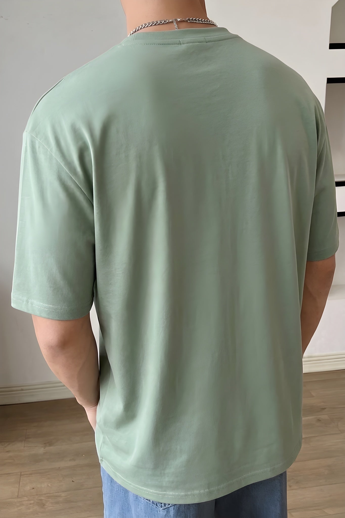 Erkek Açık Yeşil Earth Oversize Fit Bol Geniş Kalıp Salaş Kesim T-Shirt