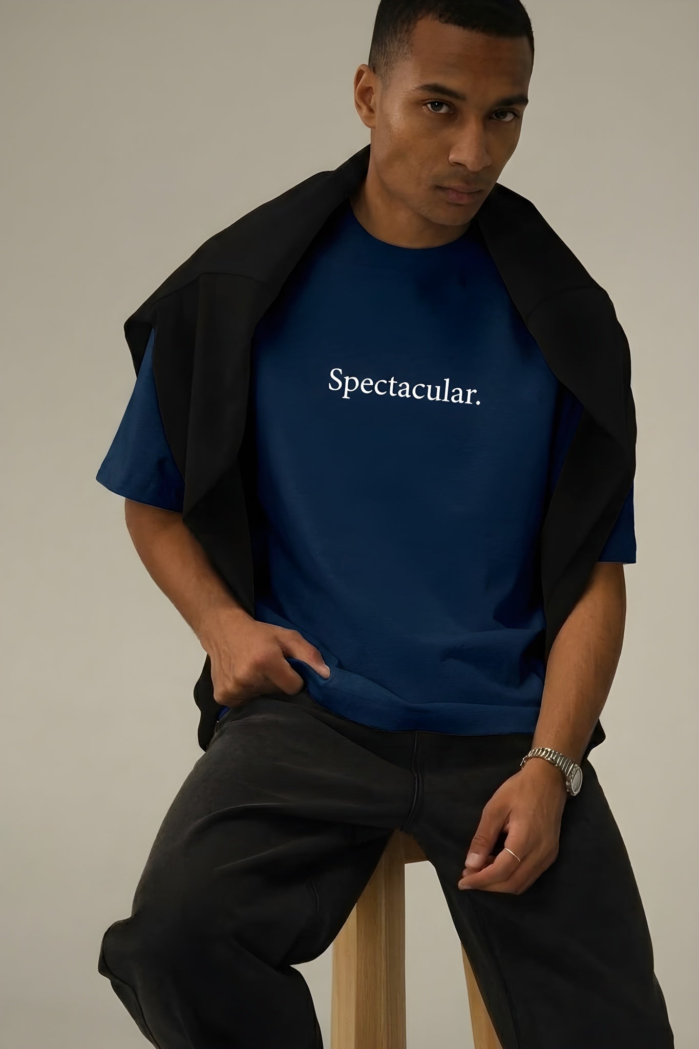 Erkek Lacivert Spectacular Oversize Salas T-Shirt