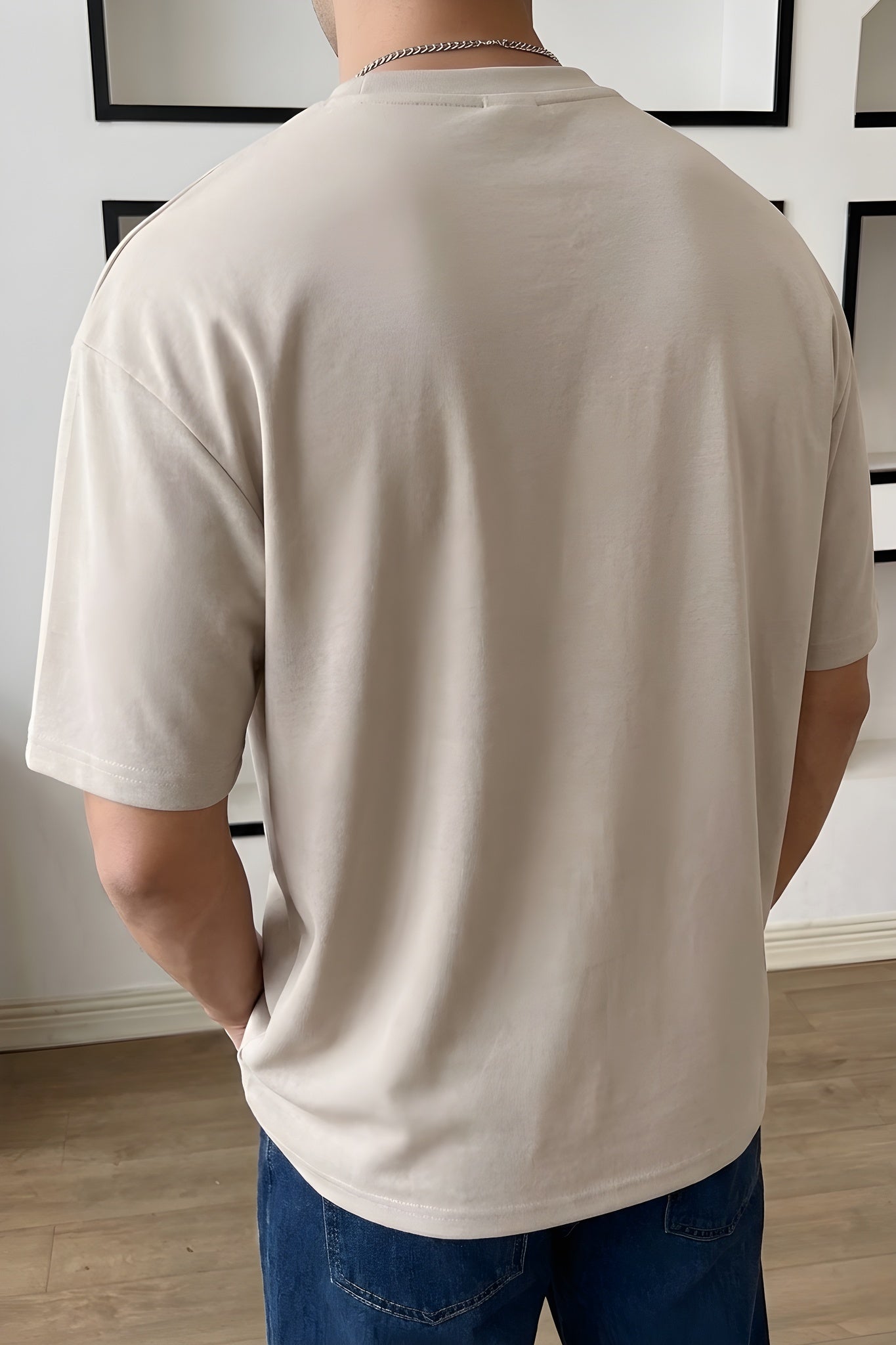 Erkek Camel Sütlü Kahve Basic Düz Baskısız Oversize Salas Boyfriend T-Shirt