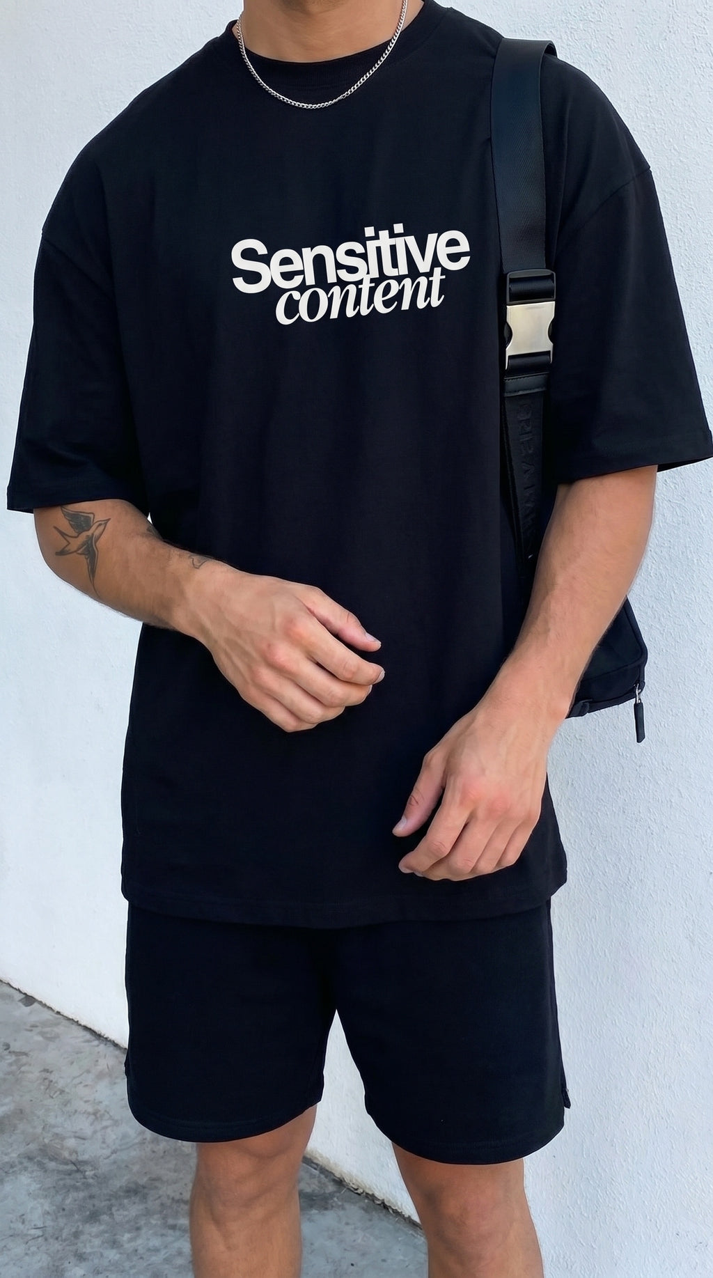 Erkek Siyah Göz Baskılı Sensitive Oversize Fit Bol Geniş Kalıp Salaş Kesim T-shirt