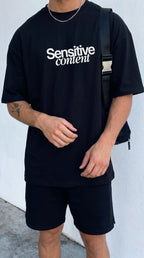 Erkek Siyah Göz Baskılı Sensitive Oversize Fit Bol Geniş Kalıp Salaş Kesim T-shirt