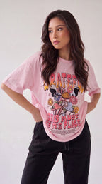 Kadın Pembe Greatful Oversize T-Shirt - K2189
