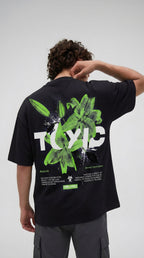 Erkek Siyah Toxic Oversize Fit Bol Geniş Kalıp Salaş Kesim T-shirt