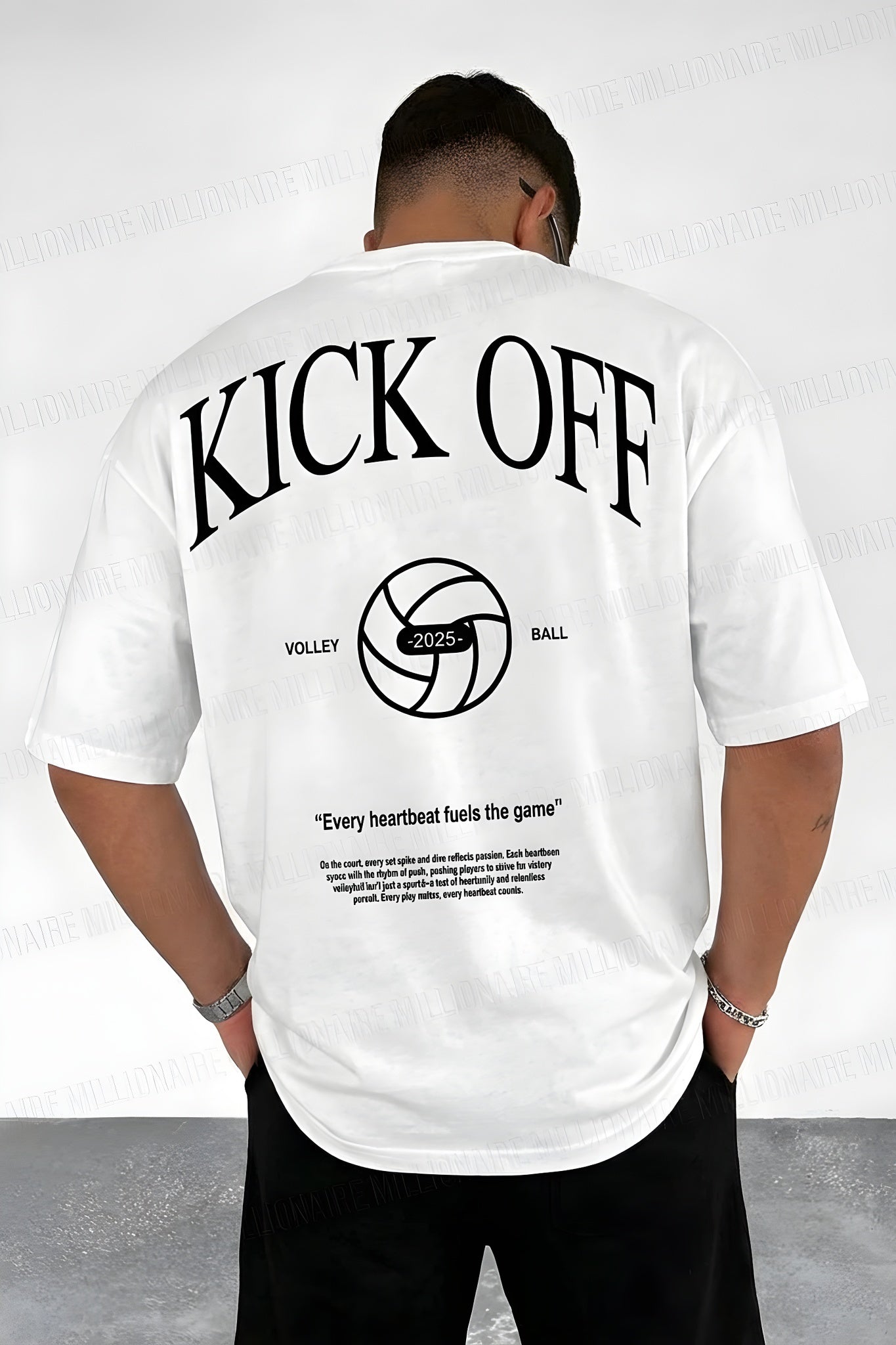 Erkek Ekru Beyaz Kick Off Oversize Fit Bol Geniş Kalıp Salaş Kesim T-shirt