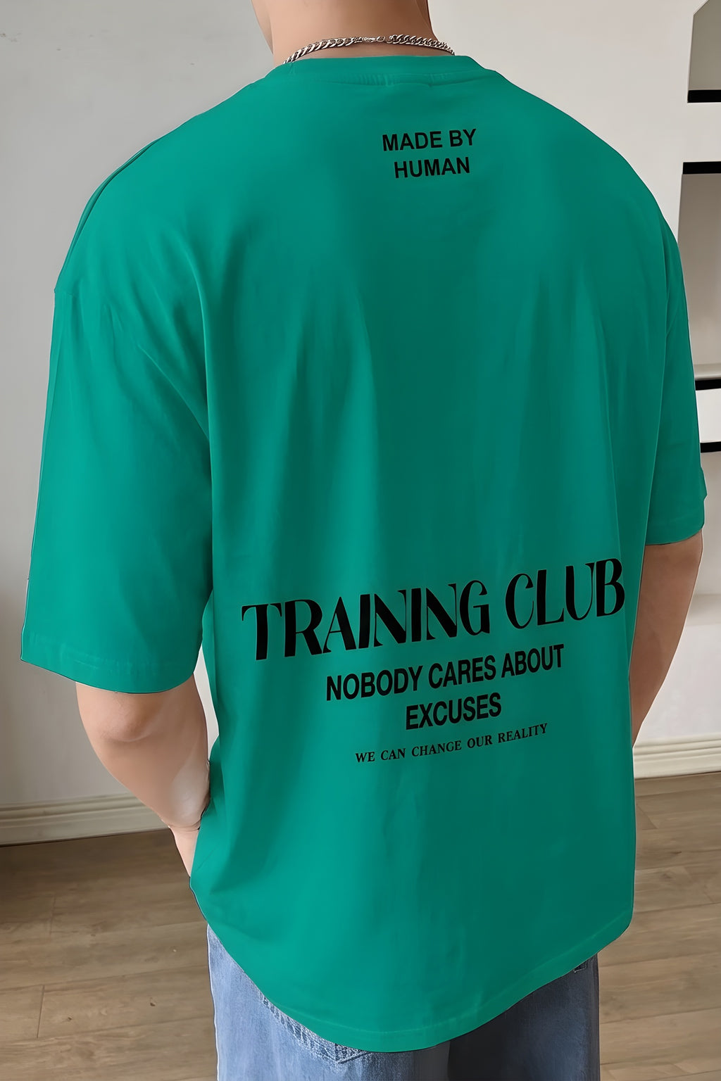 Erkek Bntn Yeşil Training Club Oversize Fit Bol Geniş Kalıp Salaş Kesim T-shirt