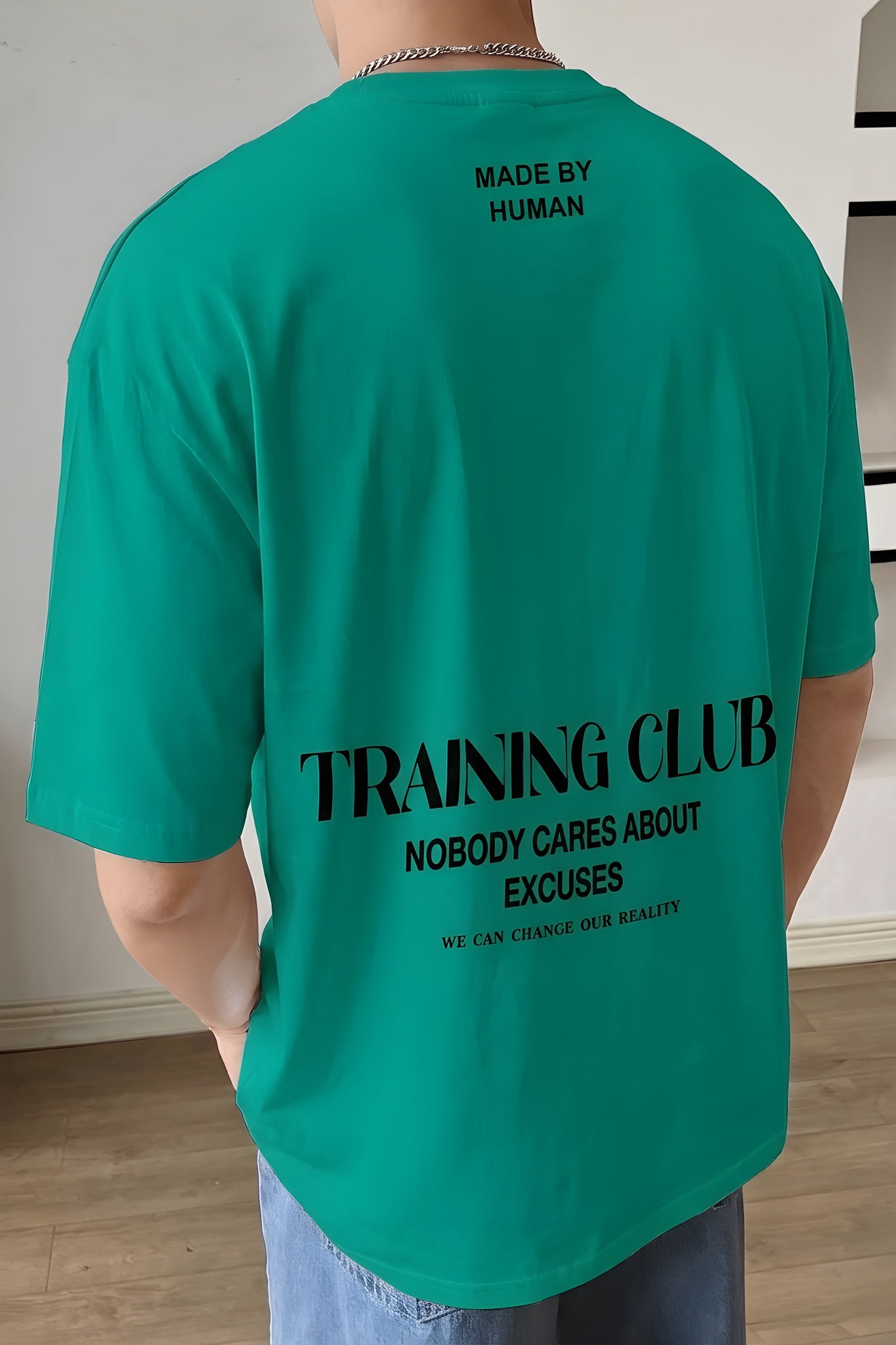 Erkek Bntn Yeşil Training Club Oversize Fit Bol Geniş Kalıp Salaş Kesim T-shirt