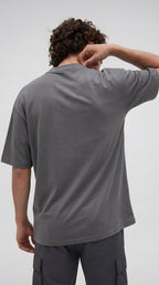 Erkek Füme Spectacular Beyaz Baskılı Oversize Salas T-Shirt
