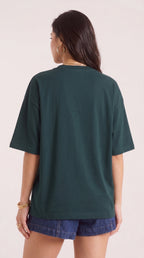Kadın Koyu Petrol Yeşil Geyik Oversize Salas Boyfriend T-shirt