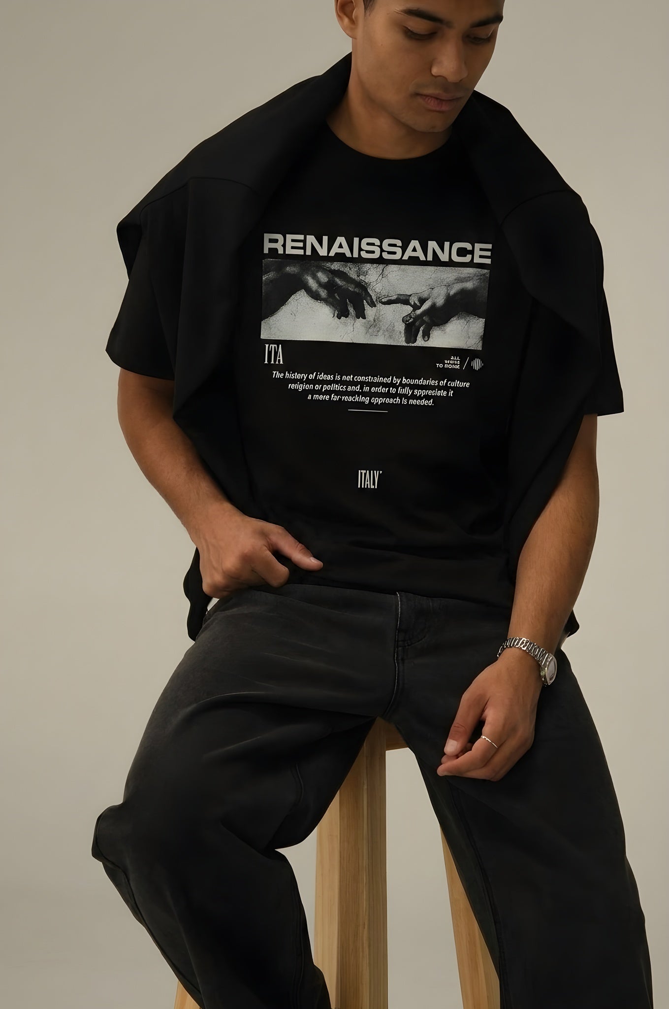 Erkek Siyah Renaissance Regular Fit Normal Kalıp T-shirt