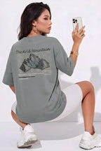 Arid Mountain Gri Oversize Salas Boyfriend Kadın T-Shirt