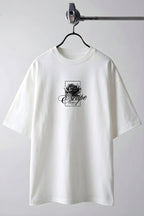 Erkek Ekru Beyaz Black Rose Oversize Fit Bol Geniş Kalıp Salaş Kesim T-shirt