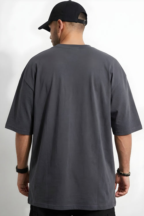 Erkek Füme Earth Oversize Fit Bol Geniş Kalıp Salaş Kesim T-shirt