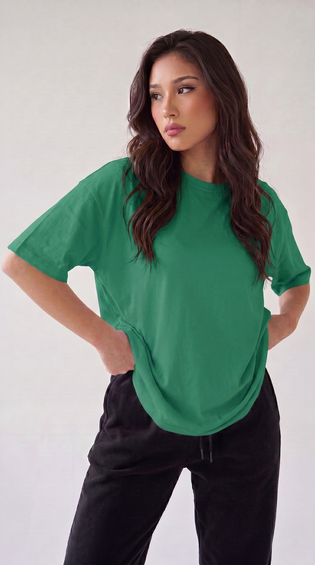 Kadın Bntn Basic Düz Baskısız Oversize Salas T-Shirt