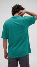 1 Adet Erkek Zümrüt Yeşil Basic Düz Baskısız Oversize Salas Loose Fit T-shirt