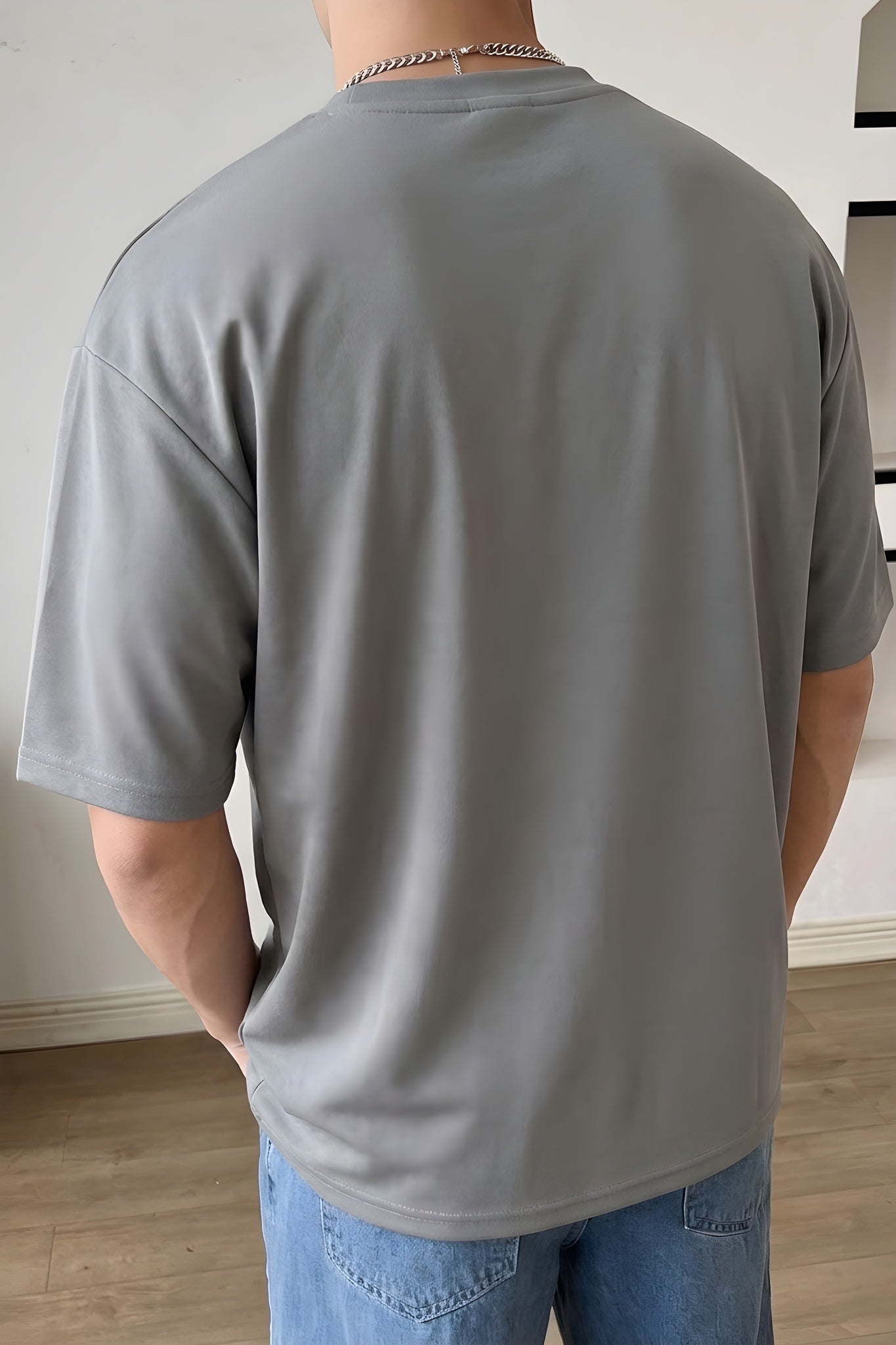 Erkek Spectacular Gri Oversize Salas T-Shirt