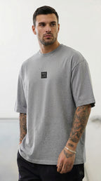 Erkek Melanj Gri Free Life Bisiklet Yaka Oversize Salas T-Shirt