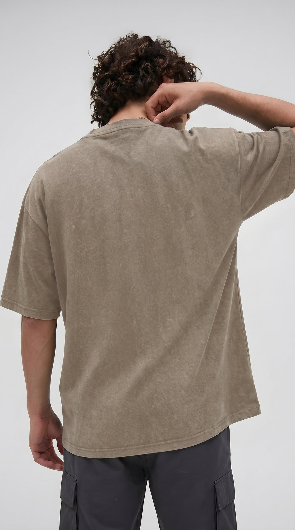 Erkek Taş Oversize Asit Yıkamalı Eskitme Efektli Boyalı T-Shirt