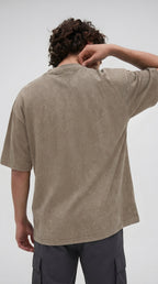 Erkek Taş Oversize Asit Yıkamalı Eskitme Efektli Boyalı T-Shirt
