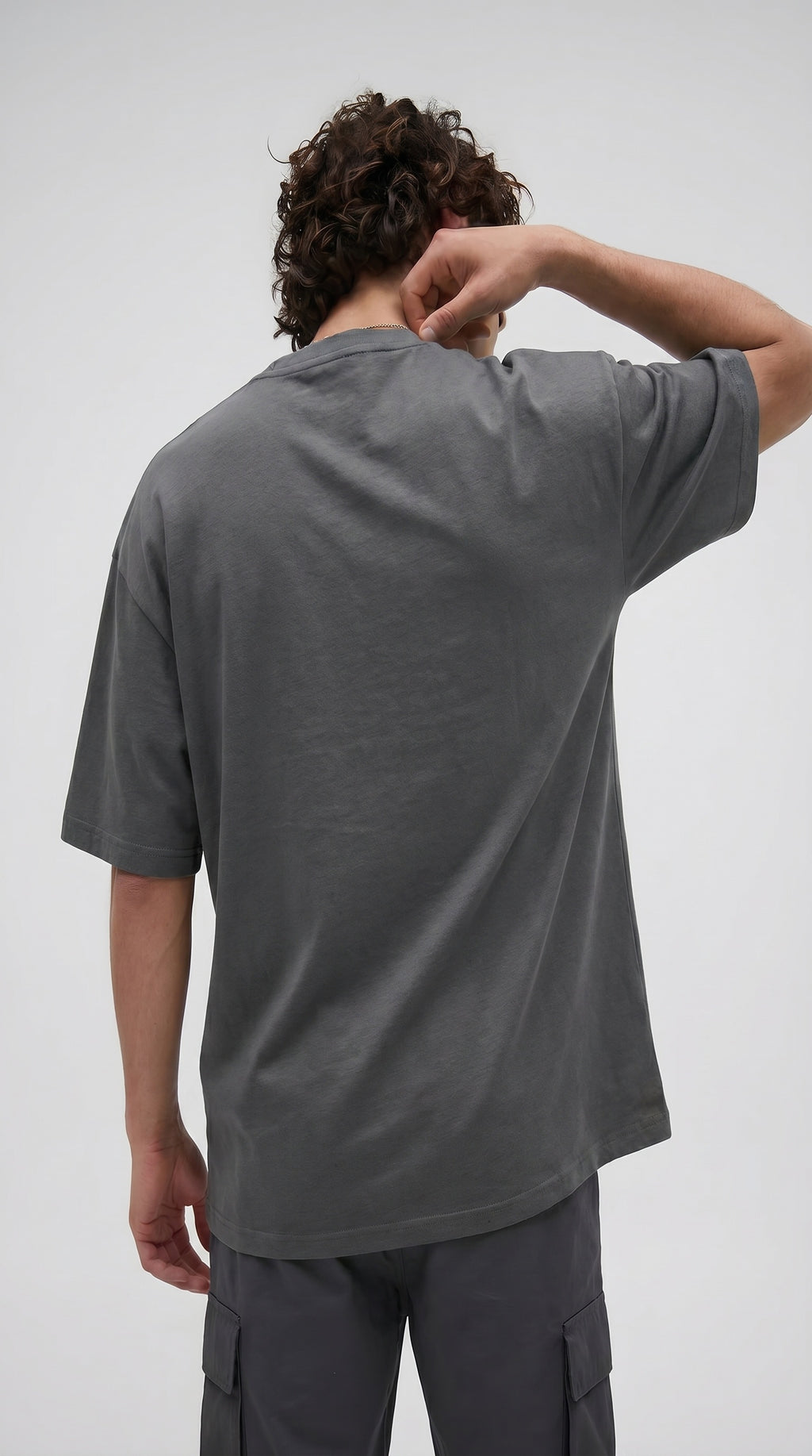 1 Adet Erkek Antrasit Melanj Basic Düz Baskısız Oversize Salas Loose Fit T-shirt