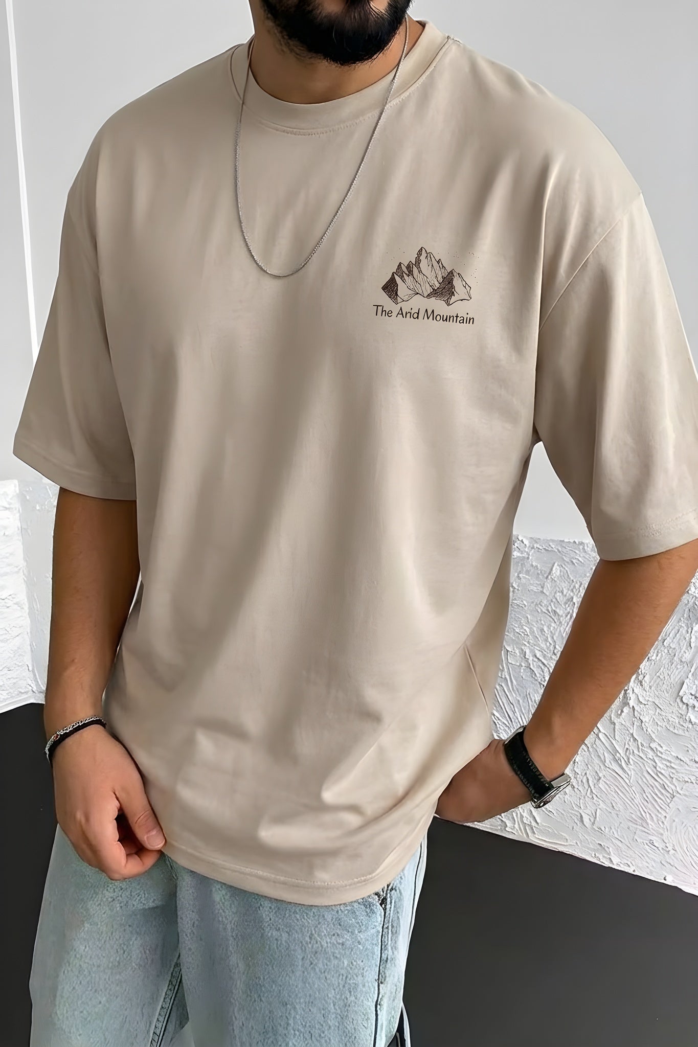 Erkek Arid Mountain Camel Oversize Salas T-Shirt