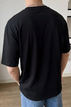 Erkek Free Life Siyah Bisiklet Yaka Oversize Salas T-Shirt