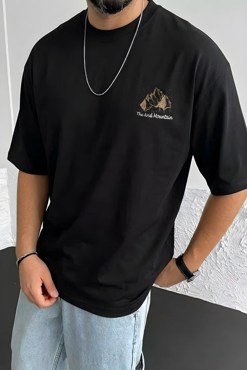 Erkek Arid Mountain Siyah Oversize Salas Boyfriend T-Shirt