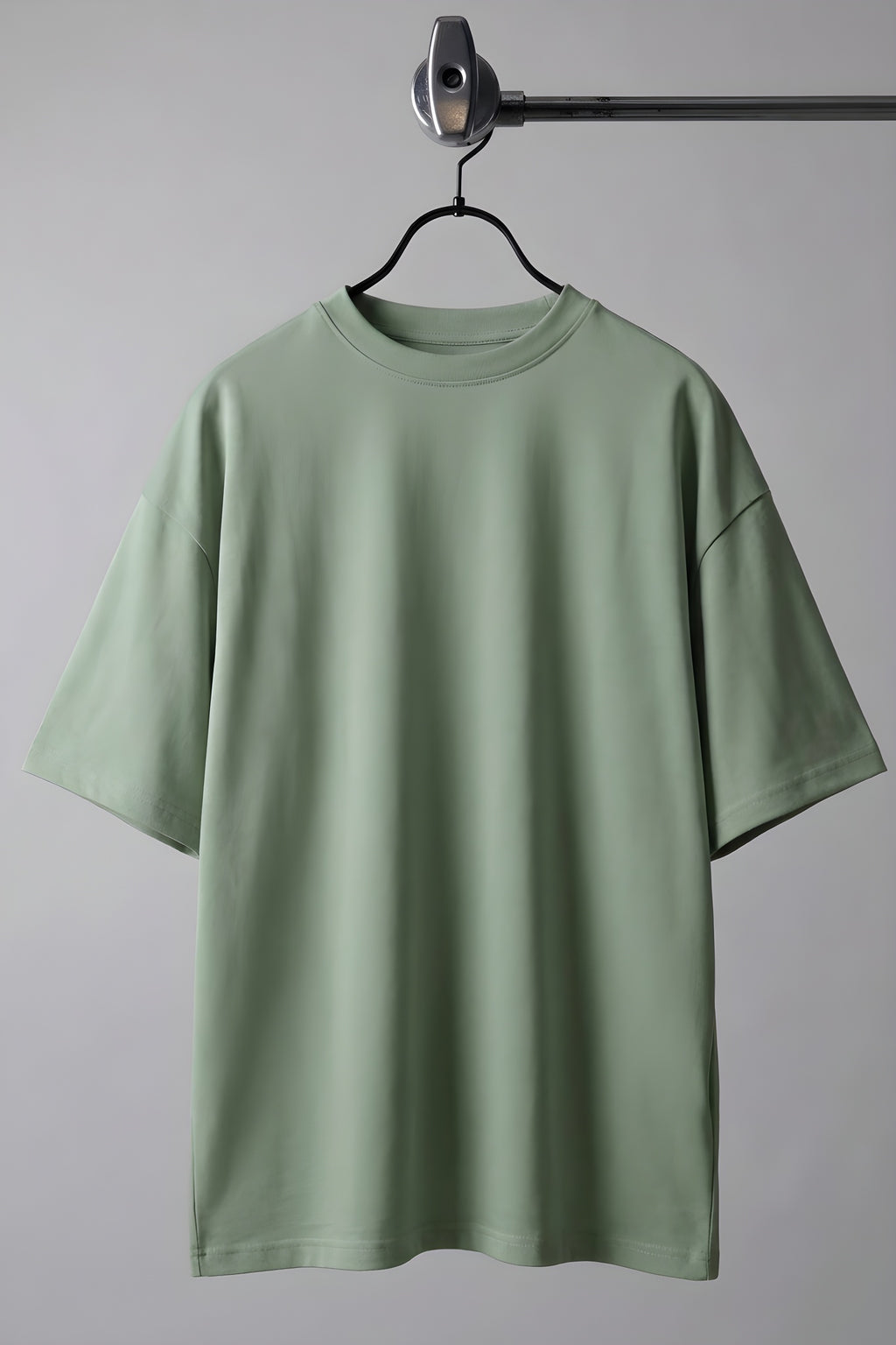 Erkek Açık Yeşil Basic Düz Baskısız Oversize Salas Boyfriend T-Shirt