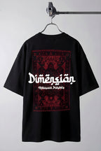 Erkek Dimension Kabaran Baskılı Siyah Bisiklet Yaka Oversize Salaş T-Shirt