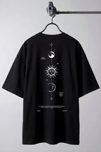 Erkek The Moon Siyah Bisiklet Yaka Oversize Salas T-Shirt