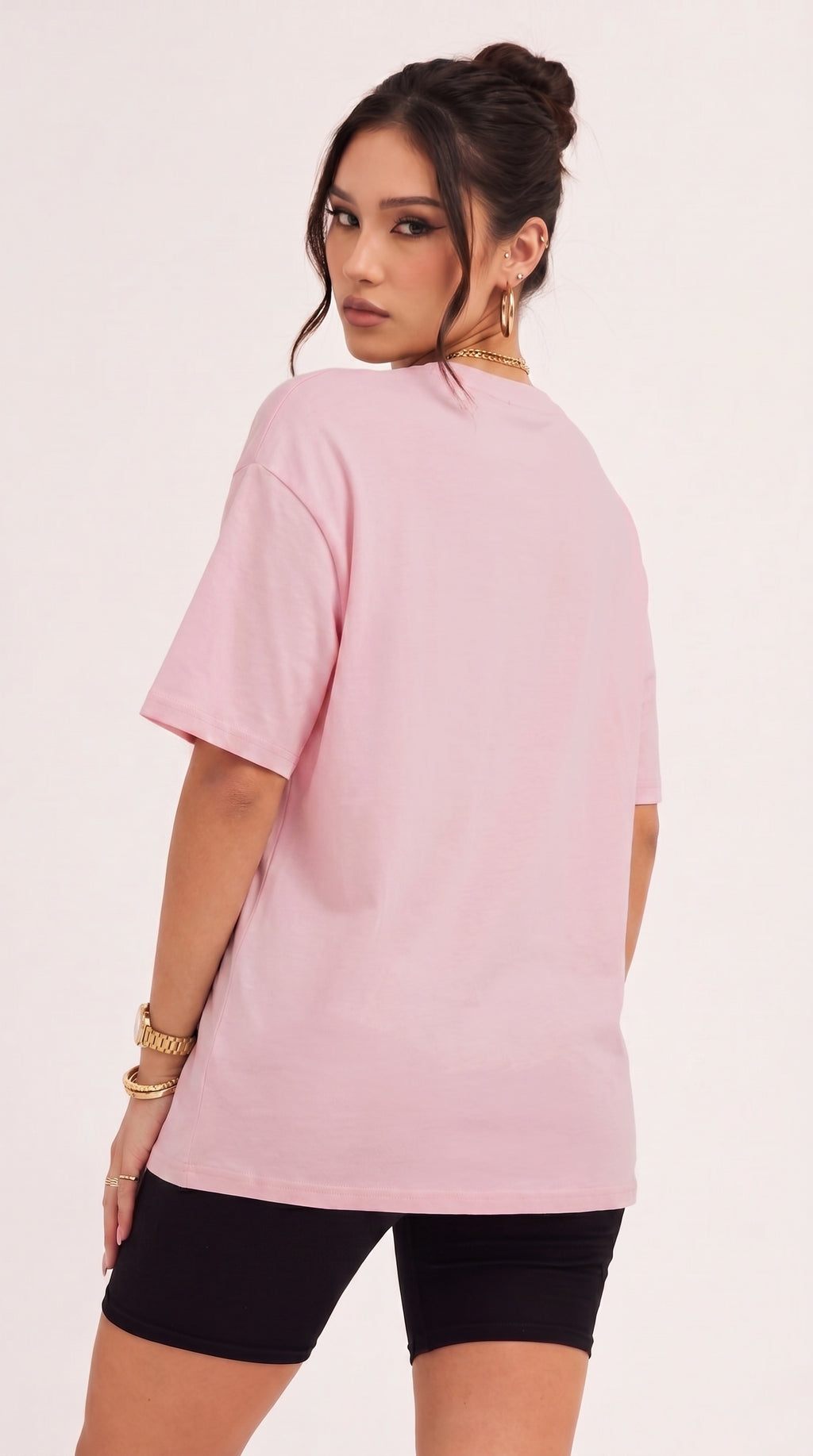 Kadın Pembe Greatful Oversize T-Shirt - K2189