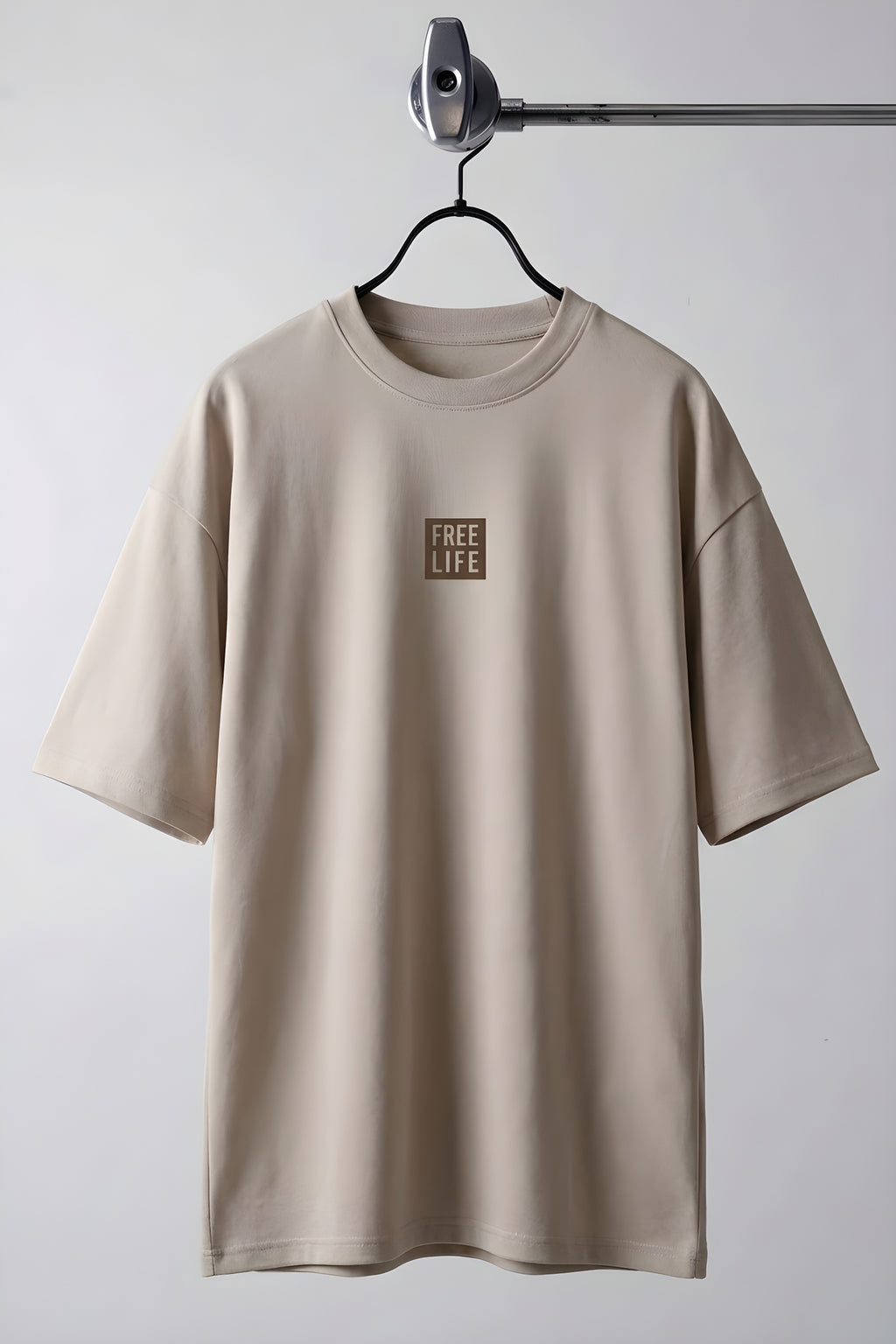 Erkek Free Life Füme Bisiklet Yaka Oversize Salas T-Shirt