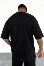 Erkek Siyah Survive Oversize Fit Bol Geniş Kalıp Salaş Kesim T-shirt