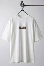 Erkek Hell & Devil Kabaran Baskı Ekru Bisiklet Yaka Oversize Salas T-Shirt