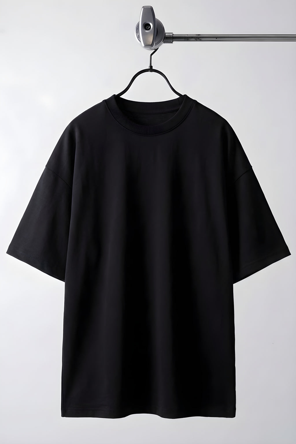 Erkek Siyah Basic Düz Baskısız Oversize Salas Boyfriend T-Shirt