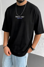 Erkek Siyah Rave All Night Oversize Fit Bol Geniş Kalıp Salaş Kesim T-shirt