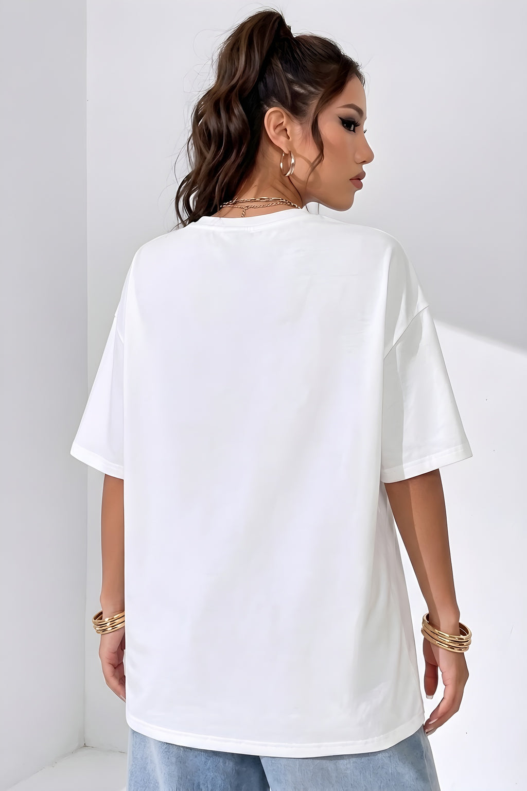 Kadın Venice California Oversize Beyaz T-Shirt - K2190