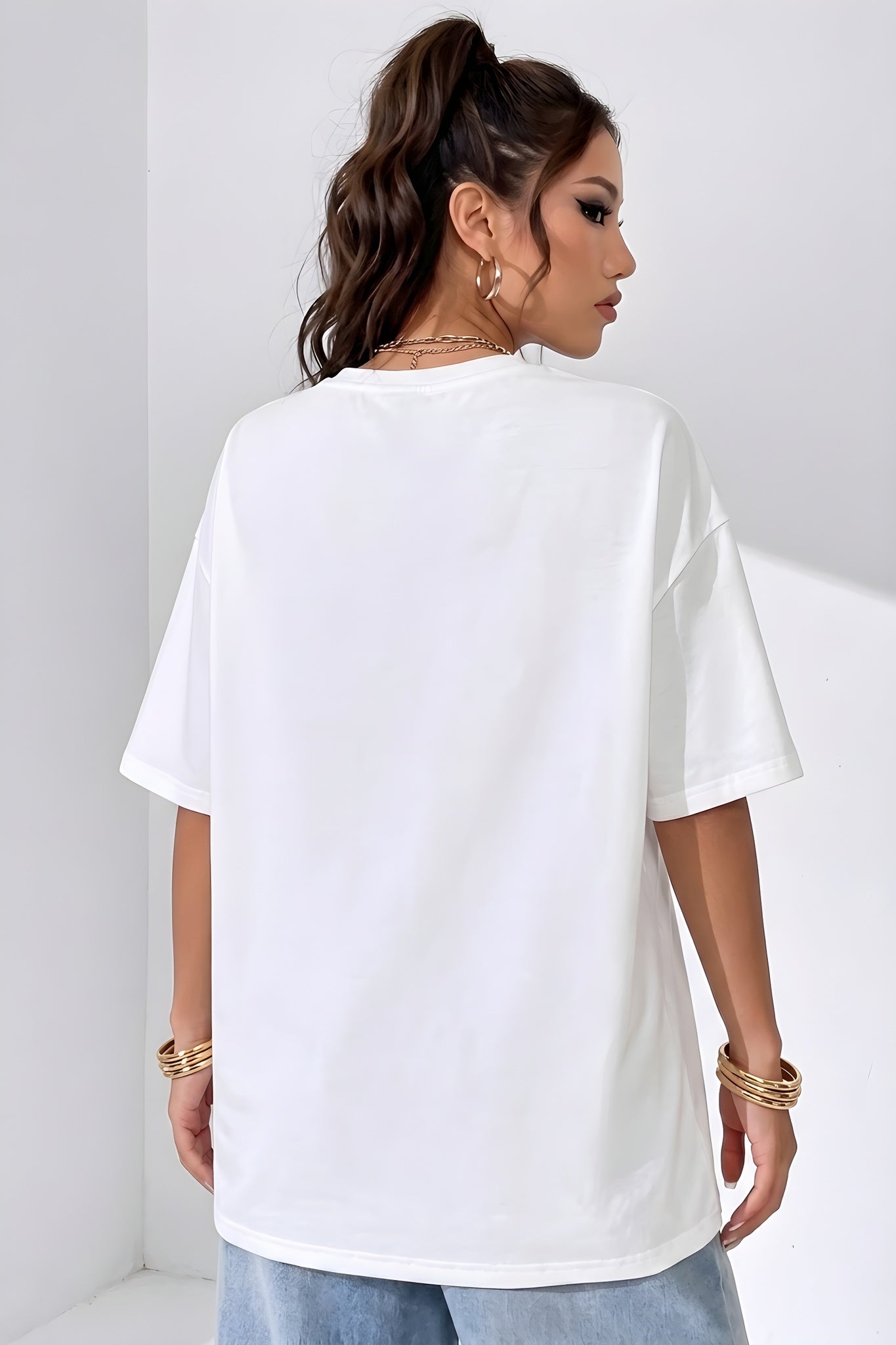 Kadın Venice California Oversize Beyaz T-Shirt - K2190