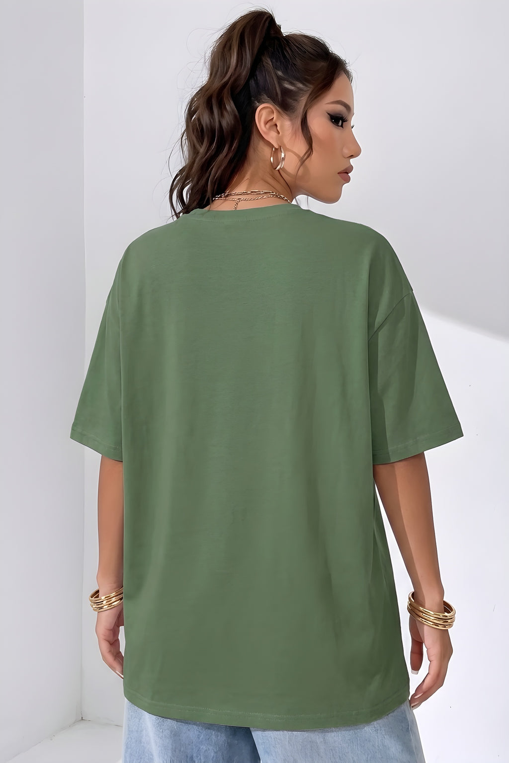 Spectacular Açık Yeşil Oversize Salas Boyfriend Kadın T-Shirt