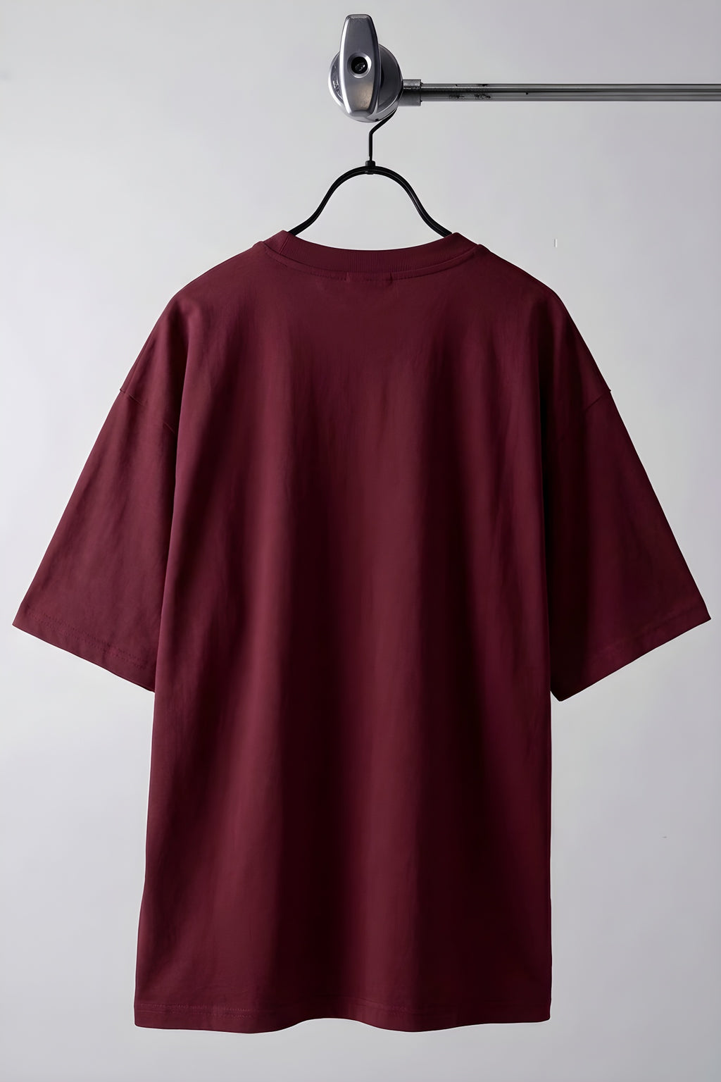 Erkek Bordo Basic Düz Baskısız Oversize Salas T-Shirt