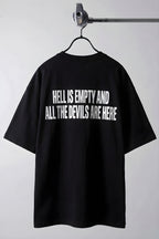 Erkek Hell & Devil Kabaran Baskı Siyah Bisiklet Yaka Oversize Salas T-Shirt