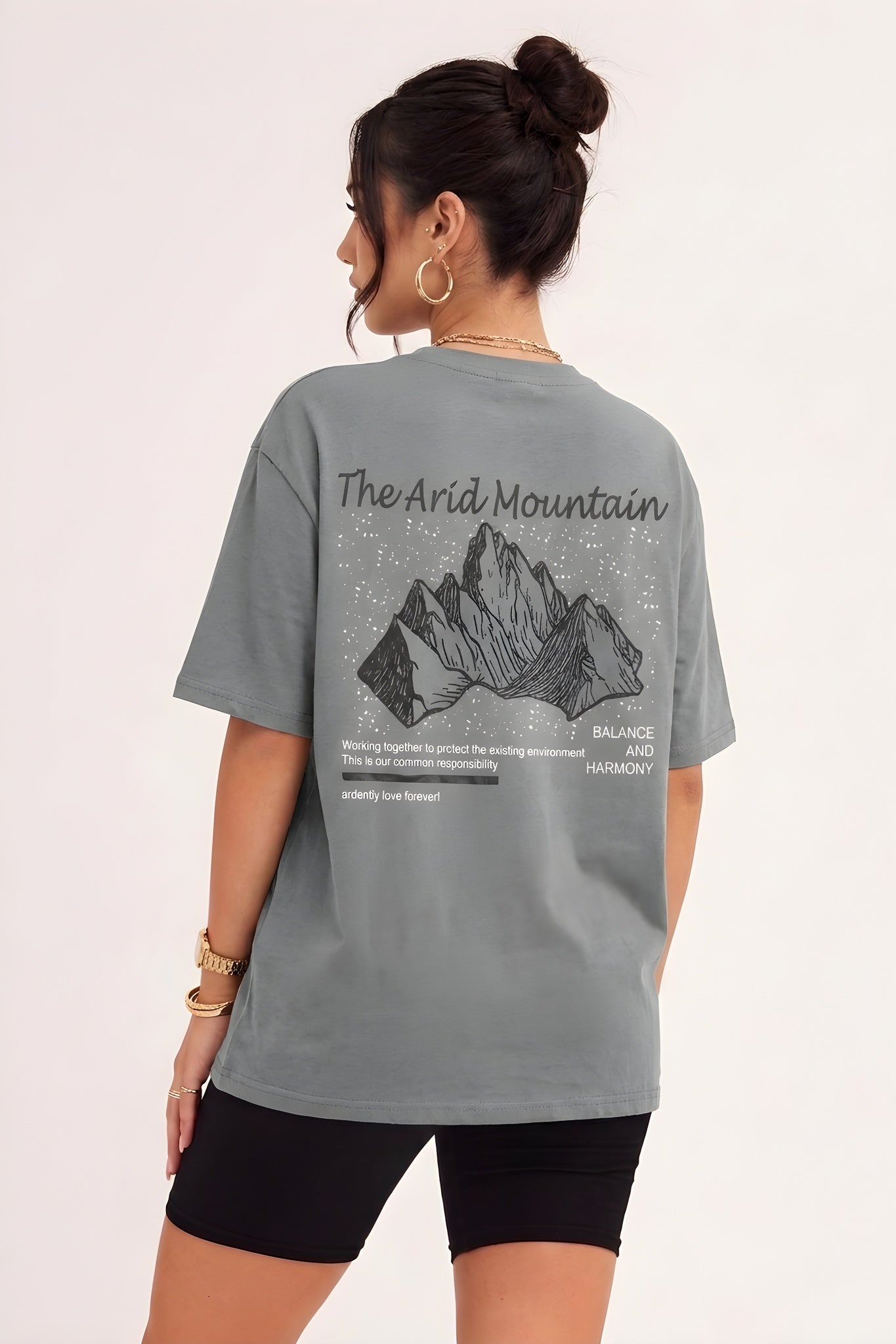 Arid Mountain Gri Oversize Salas Boyfriend Kadın T-Shirt