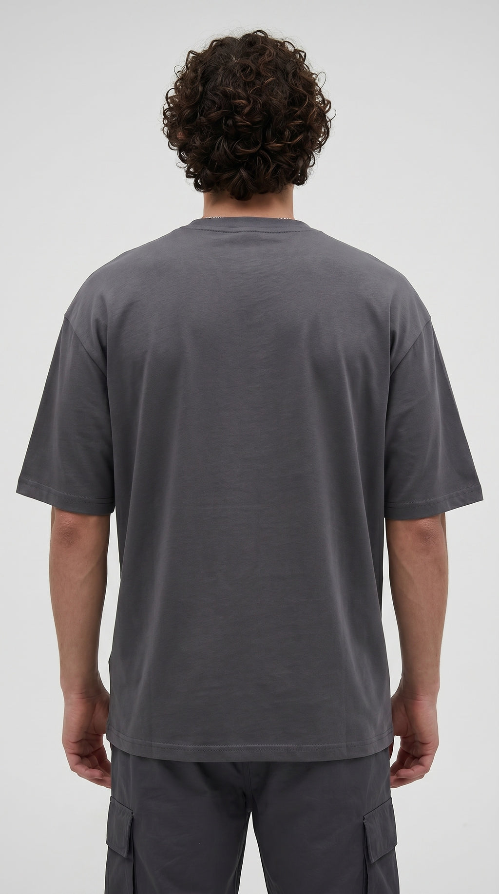 Erkek Füme Geyik Baskılı Oversize Fit Bol Geniş Kalıp Salaş Kesim T-shirt