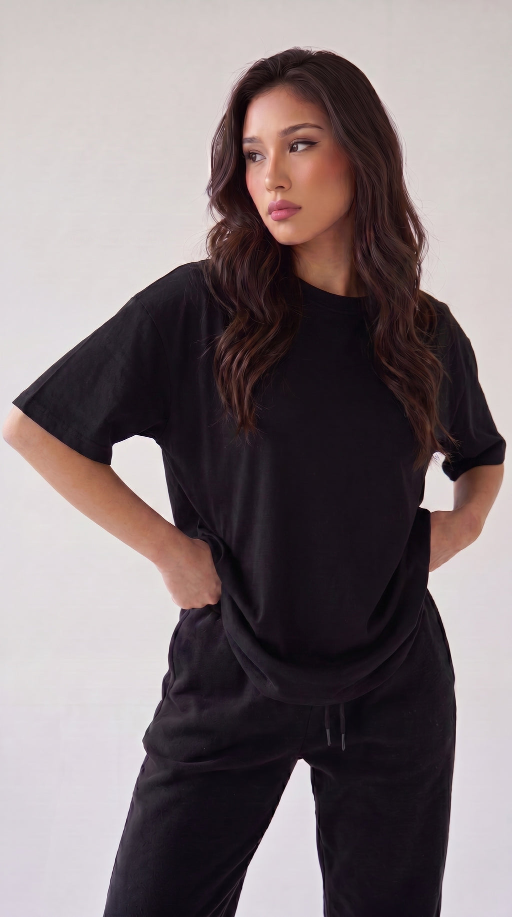 Kadın Siyah Black Jack Oversize Fit Bol Geniş Kalıp Salaş Kesim T-shirt