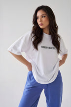 Kadın Ekru Beyaz Weekend Oversize Fit Bol Geniş Kalıp Salaş Kesim T-shirt