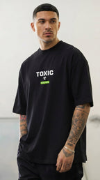 Erkek Siyah Toxic Oversize Fit Bol Geniş Kalıp Salaş Kesim T-shirt