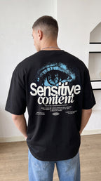 Erkek Siyah Göz Baskılı Sensitive Oversize Fit Bol Geniş Kalıp Salaş Kesim T-shirt