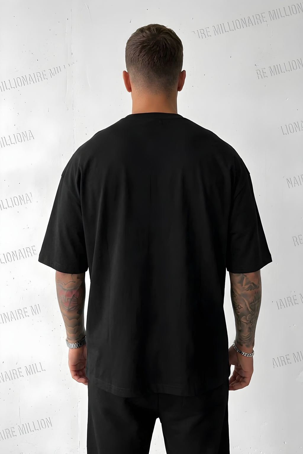 Erkek Siyah Siluet Sensitive Content Oversize Fit Bol Geniş Kalıp Salaş Kesim T-shirt