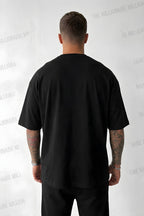 Erkek Siyah Siluet Sensitive Content Oversize Fit Bol Geniş Kalıp Salaş Kesim T-shirt