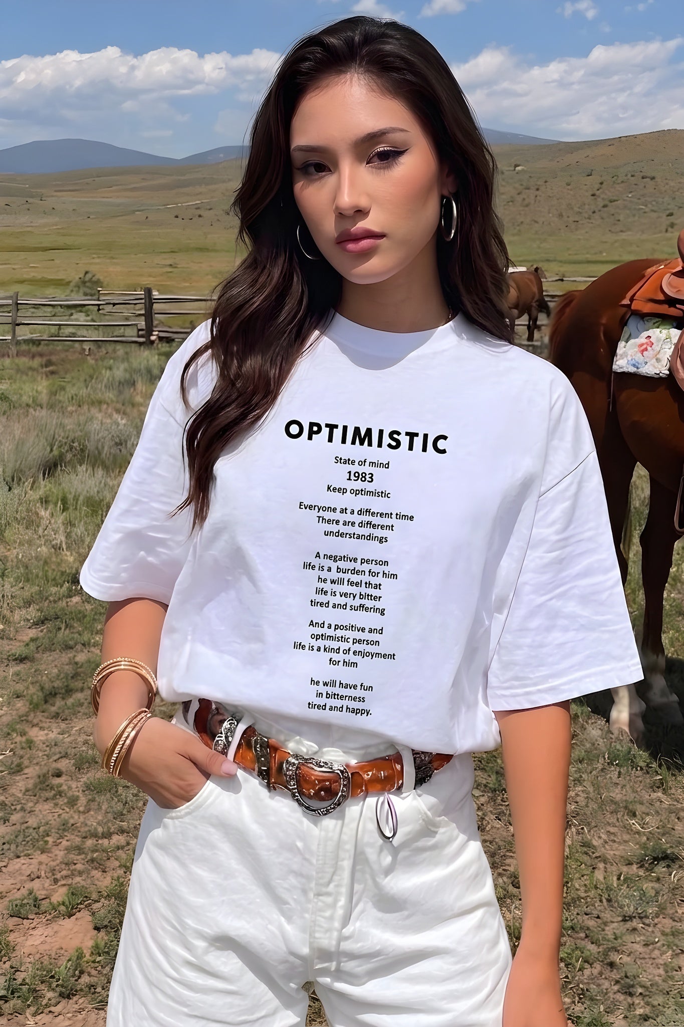 Optimistic Beyaz Oversize Salas Boyfriend Kadın T-Shirt